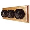 3 Gang Horizontal 6 Amp 2 Way Brown Bakelite Dome Switch