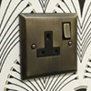 Vogue Antique Brass Switched Plug Socket - 1