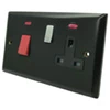 45 Amp Double Pole Switch with 13 Amp Socket - Black Trim