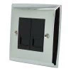 2 Gang - Double telephone extension point : Black Trim