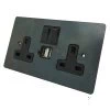 Double Socket with 2 USB chargers - 1 USB for Tablet | Phone Charging and 1 Phone Charging Socket - Black Trim & Rockers Only 