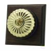 1 Fluted Polished Brass Dome Switch on Square Wooden Pattress