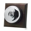 1 Polished Chrome Dome Switch on Square Wooden Pattress