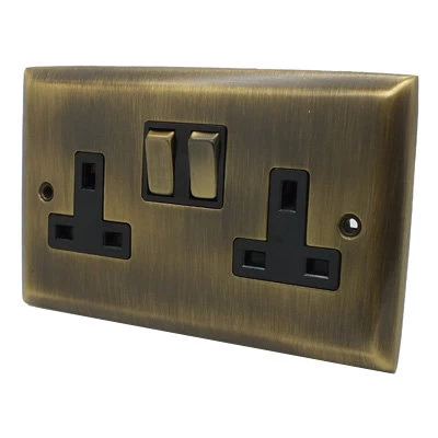 Vogue Antique Brass Switched Plug Socket