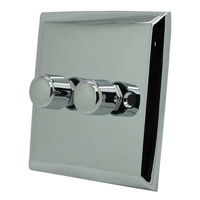 Vogue Polished Chrome Push Intermediate Switch and Push Light Switch Combination