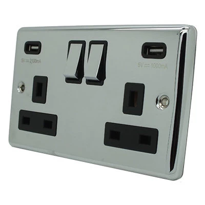 Warwick Polished Chrome Plug Socket with USB Charging