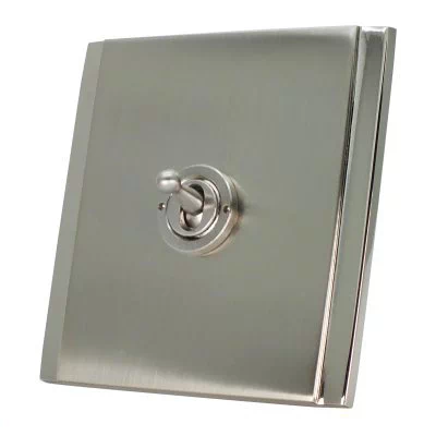 Art Deco Dual Satin \ Polished Nickel Intermediate Toggle (Dolly) Switch