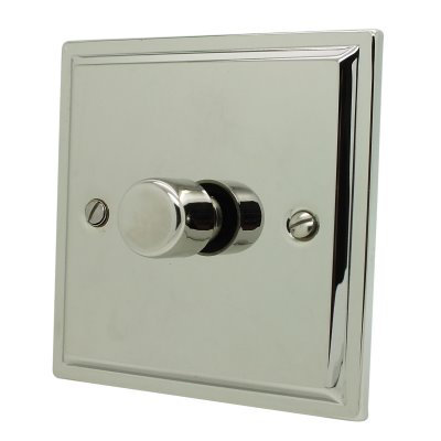 Art Deco Polished Nickel Dimmer and Light Switch Combination
