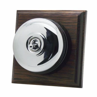 Vintage Dome (Metal) Polished Chrome | Dark Oak Sockets & Switches