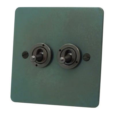 Burnished Flat Waxed Copper Intermediate Toggle Switch and Toggle Switch Combination Burnished Flat Waxed Copper Intermediate Toggle Switch and Toggle Switch Combination