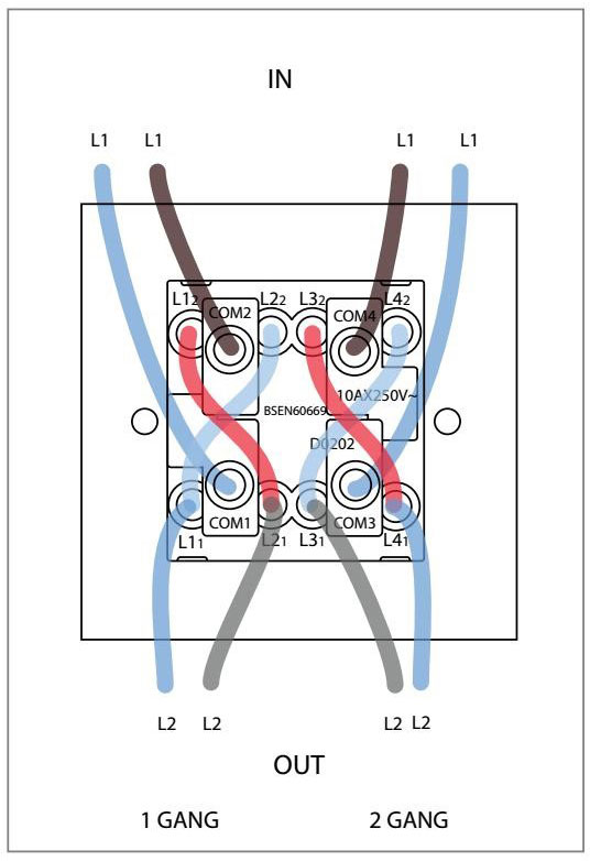 Sockets Switches Traditional, Wiring Diagram 2 Gang Way Light Switch