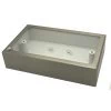 Satin Stainless - Double (2 Gang) Metal Clad Surface Mount Box with PVC inner pattress - 35mm Depth