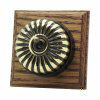 Fluted Antique Brass / Medium Oak Vintage Dome (Metal) Sockets & Switches