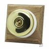 Polished Brass / Natural Oak Vintage Dome (Metal) Sockets & Switches