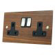 Walnut | Satin Stainless Flat Wood Veneer Sockets & Switches