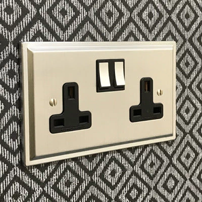 Art Deco Satin Chrome Sockets & Switches