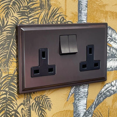 Art Deco Screwless Cocoa Bronze Sockets & Switches