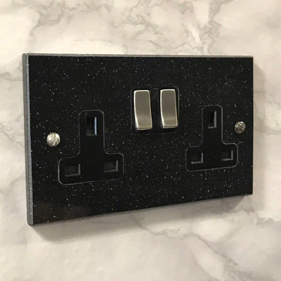 Granite Stone Black Granite | Satin Stainless Sockets & Switches