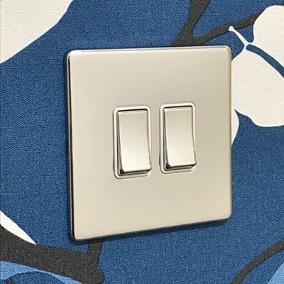 Contemporary Screwless Polished Chrome Sockets & Switches