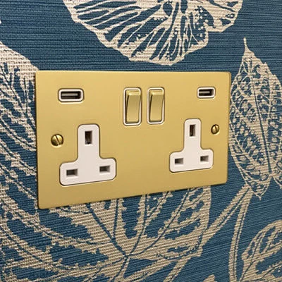 Elite Flat Polished Brass Sockets & Switches