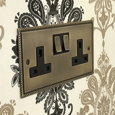 Georgian Flat Antique Brass Sockets & Switches