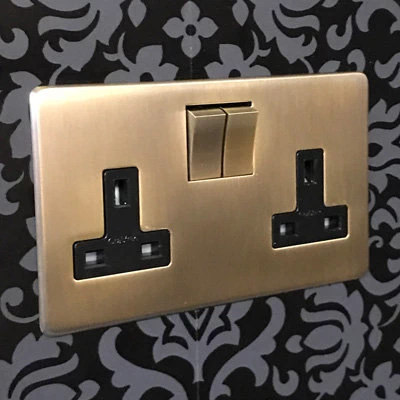 Screwless Supreme Antique Brass Sockets & Switches