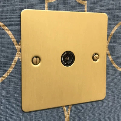 Flat Satin Brass Sockets & Switches